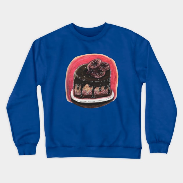 Chocolate Cake with Citrus Crewneck Sweatshirt by Mila-Ola_Art